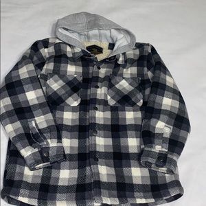 Plaid button up hooded jacket